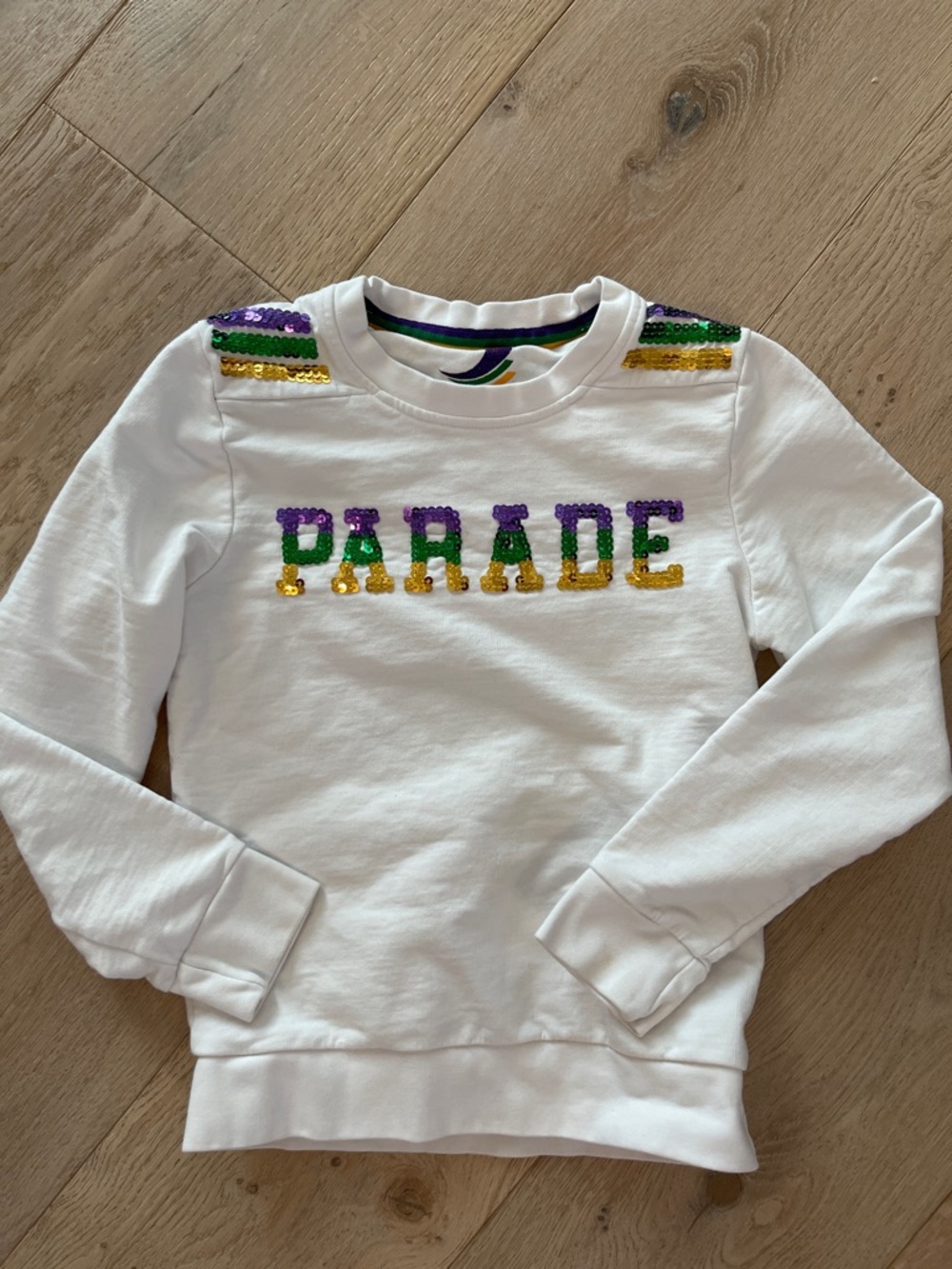 Kids White Sequin 'Parade' Sweatshirt